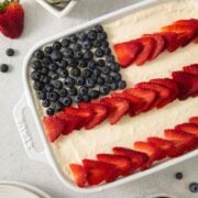 Red, White and Blue Oreo Dirt Dessert with strawberries and blueberries