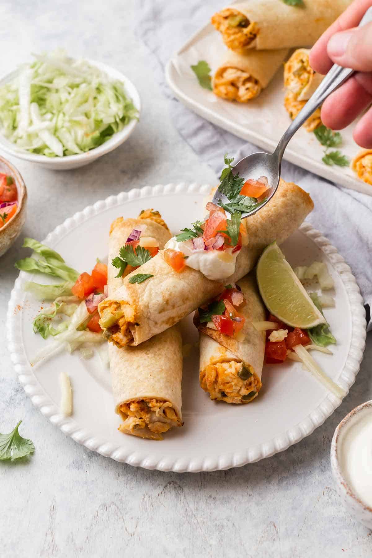 Baked Mexican Chicken Taquitos made with Cream Cheese