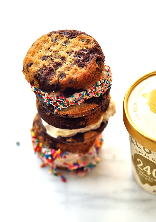 Healthy Brookie Ice Cream Sandwich with Halo Top Ice Cream