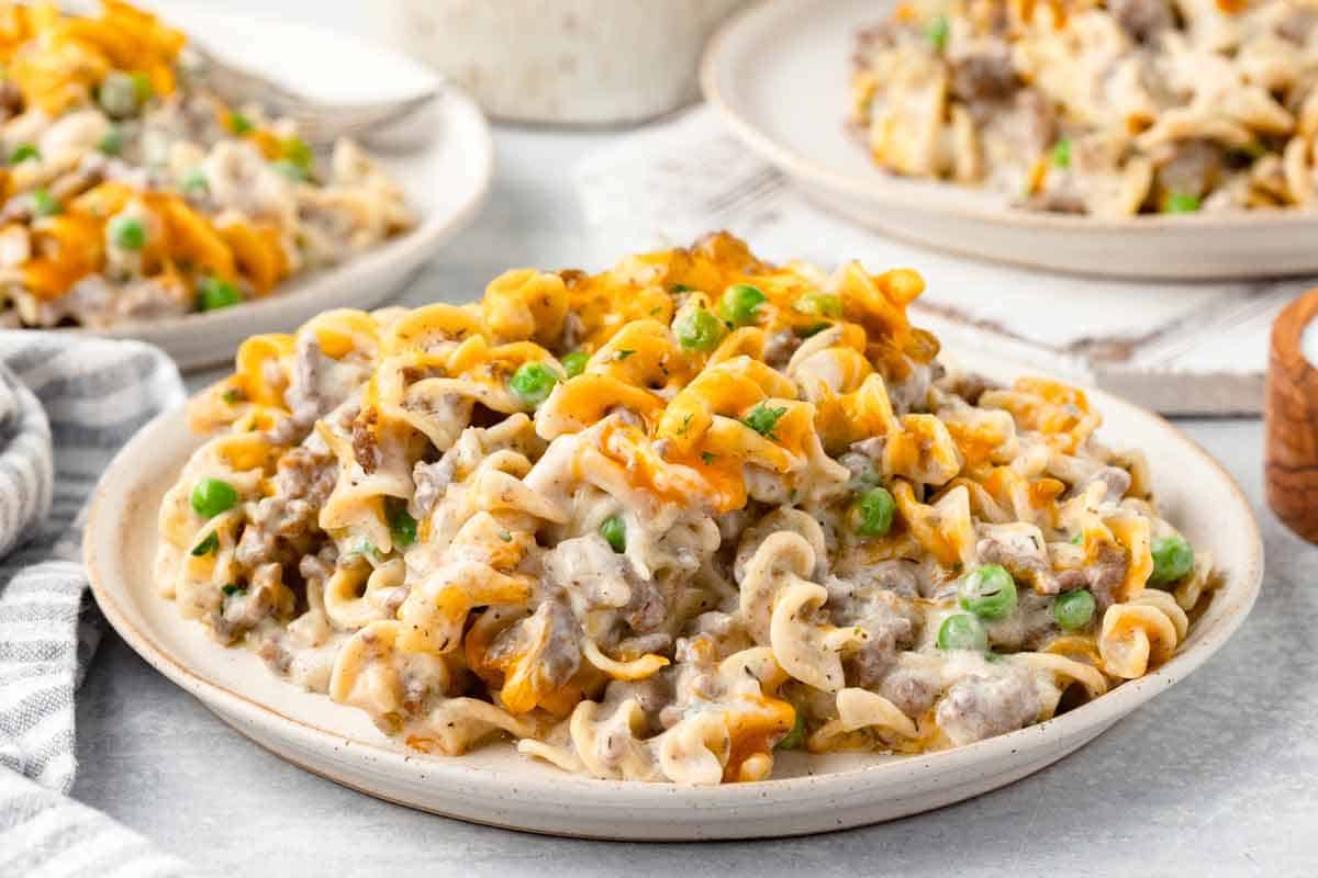 Amish Beef and Noodle Casserole with Cream of Mushroom Soup