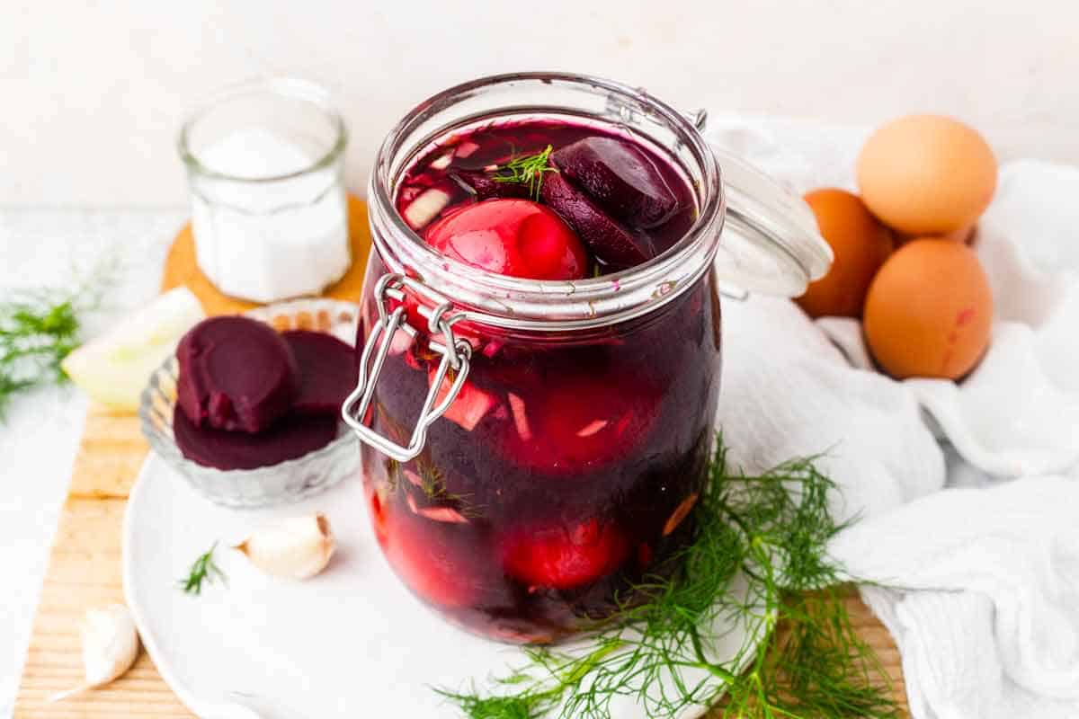 Refrigerator Amish Red Beet Pickled Eggs