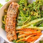 Asian Kale Salad with Salmon and Peanut Dressing