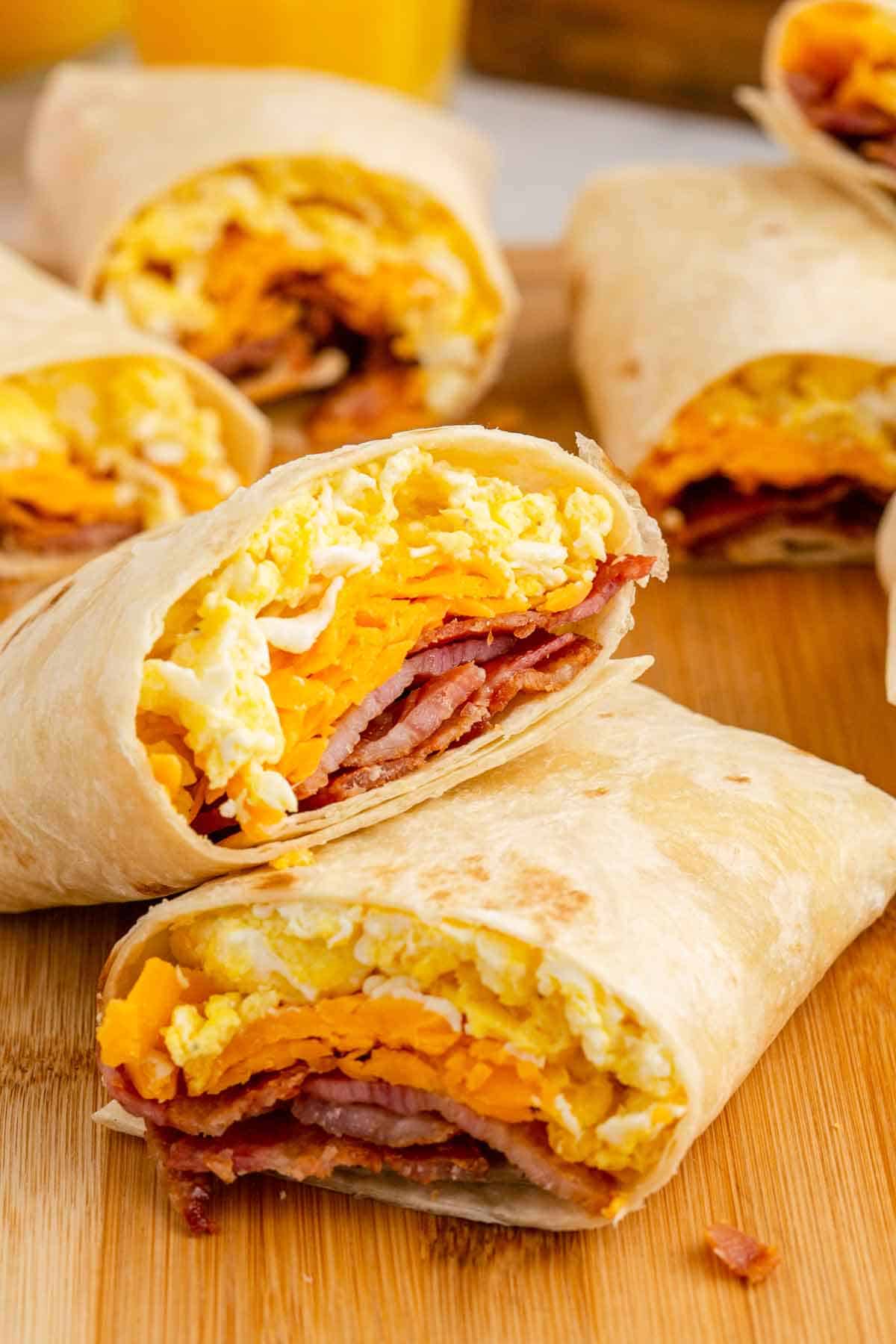 Make Ahead Bacon Egg and Cheese Breakfast Burritos