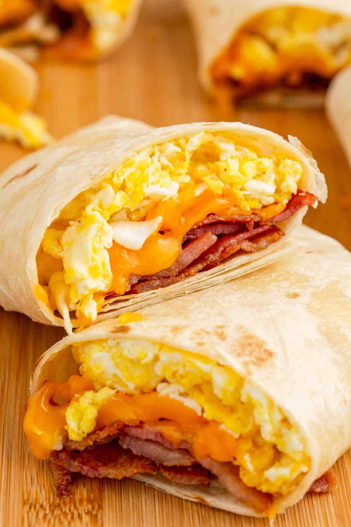 Bacon Egg and Cheese Breakfast Burritos