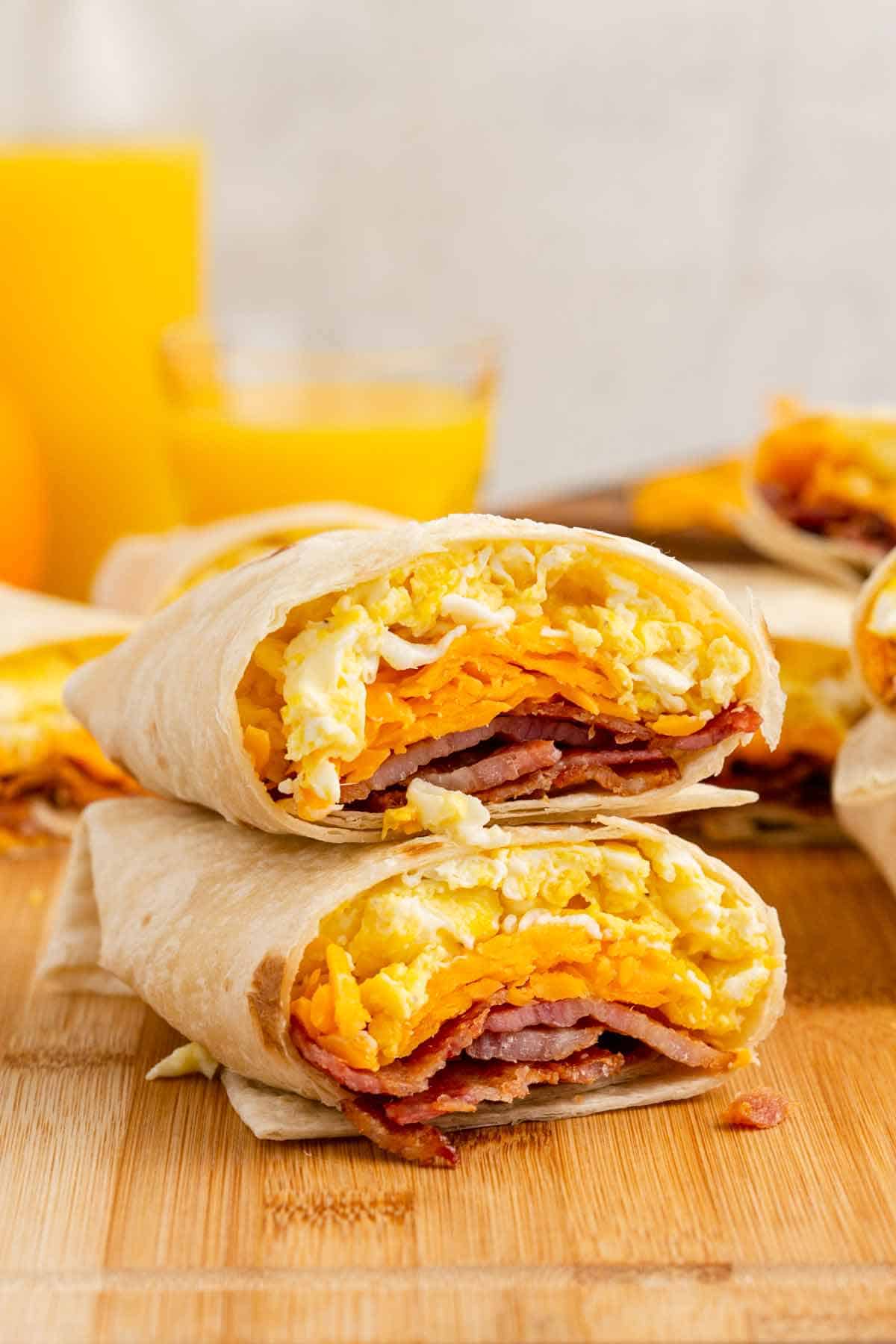 Bacon Egg and Cheese Breakfast Burritos