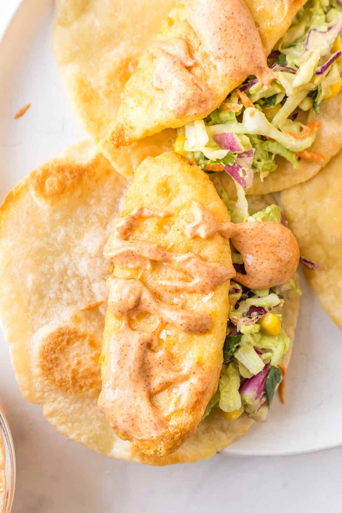 Baja Fish Stick Tacos with Creamy Sauce