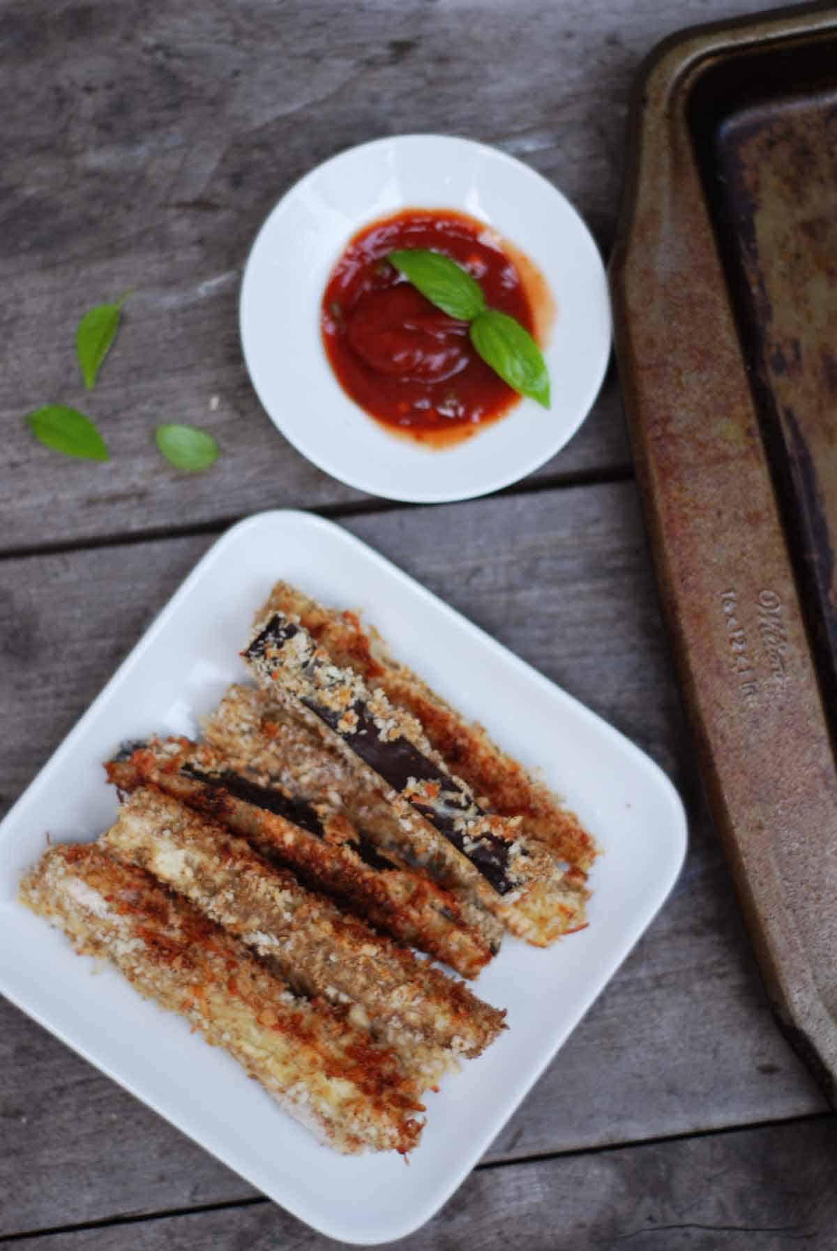 Eggplant Fries with Basil Ketchup