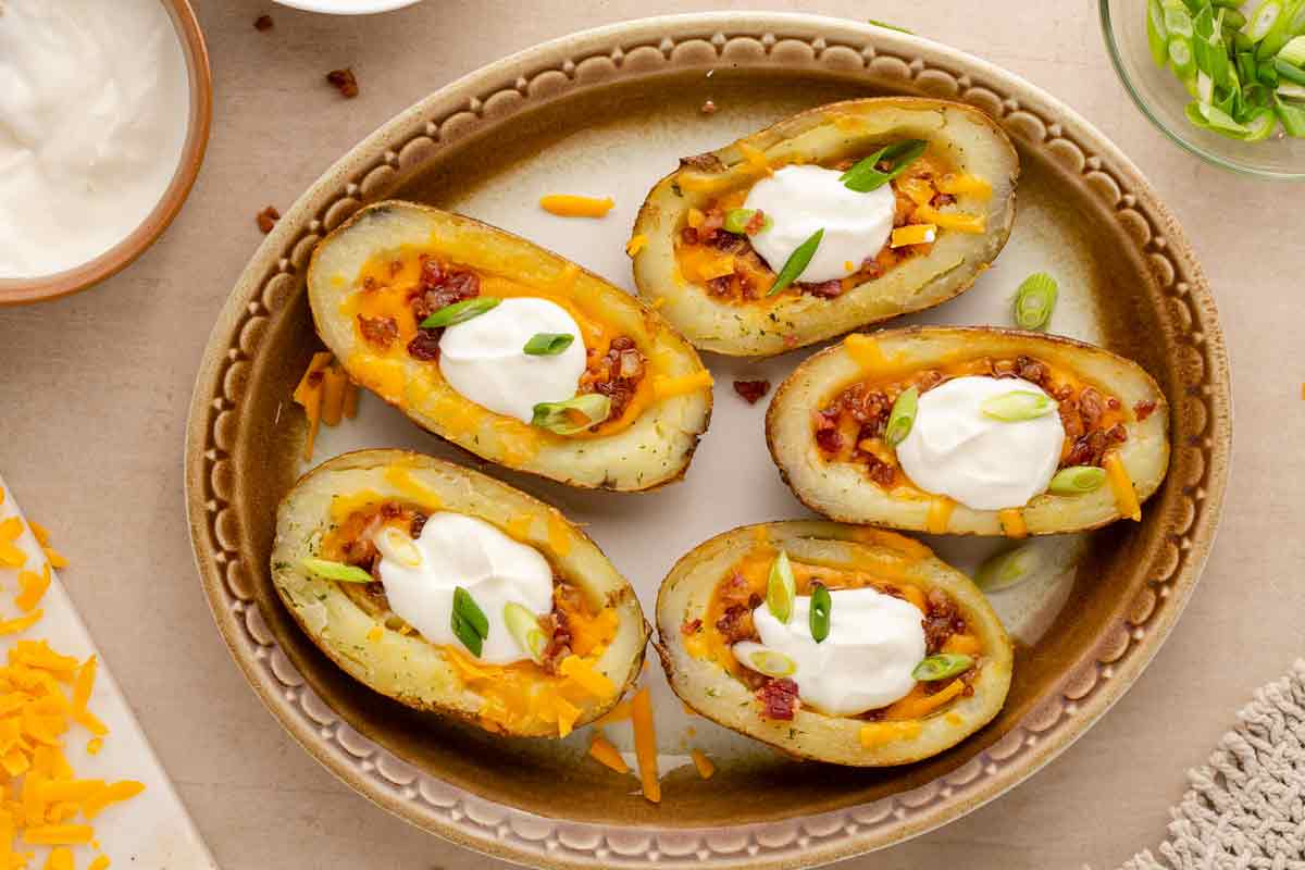 Oven-Baked or Air Fryer Loaded Potato Skins