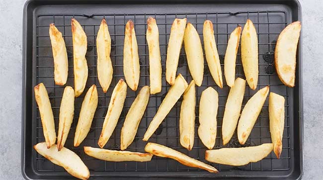 Potato Wedge on Wire Rack and Baking Sheet