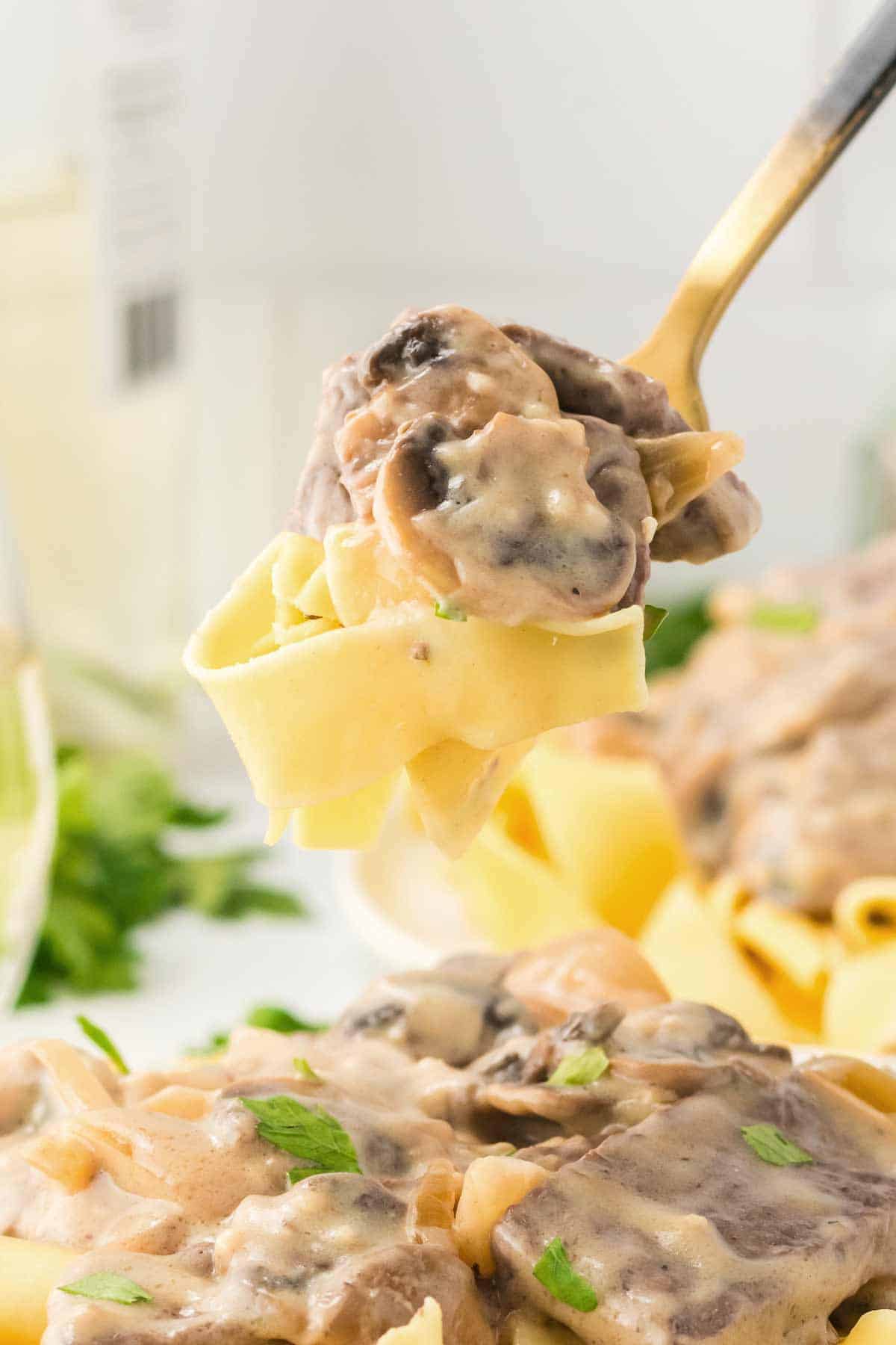 Mushroom and Steak Stroganoff with Egg Noodles