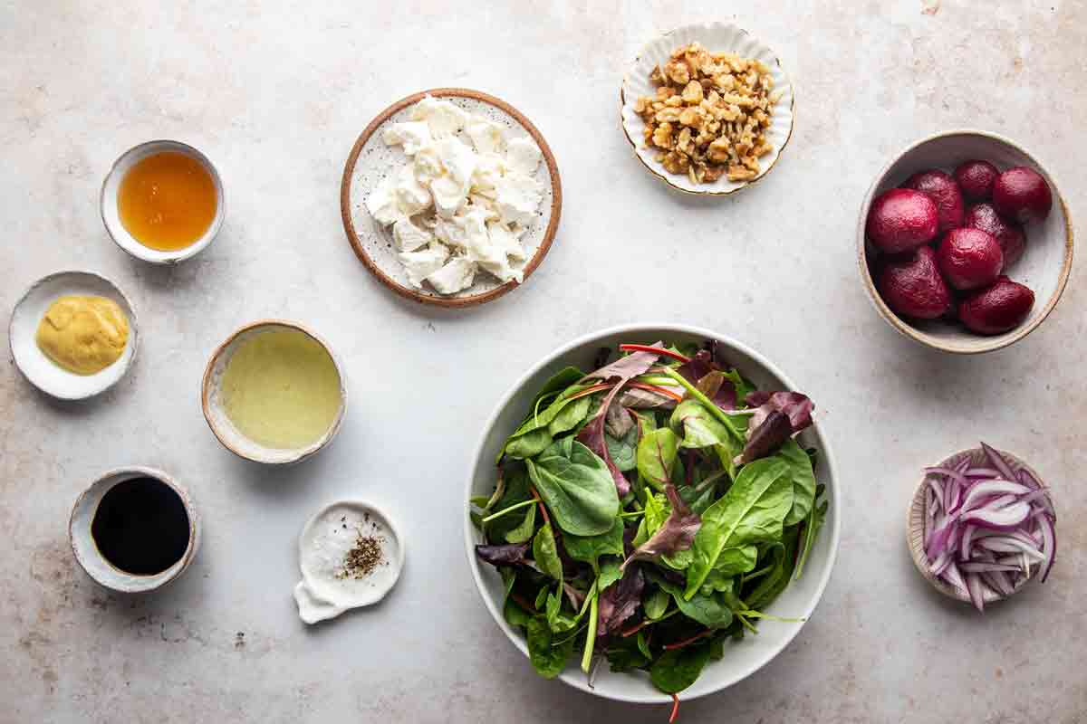 Beet Goat Cheese Walnut Salad Ingredients