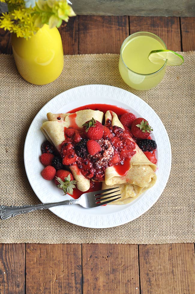 Berry Compote Crepes + Lemon Neat