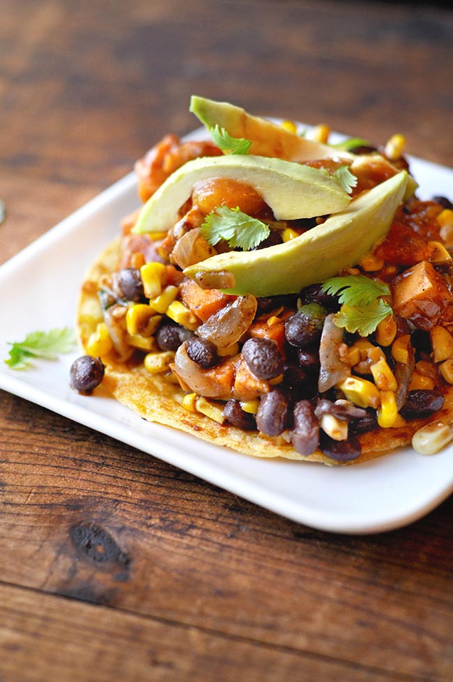 Black Bean and Sweet Potato Tostadas