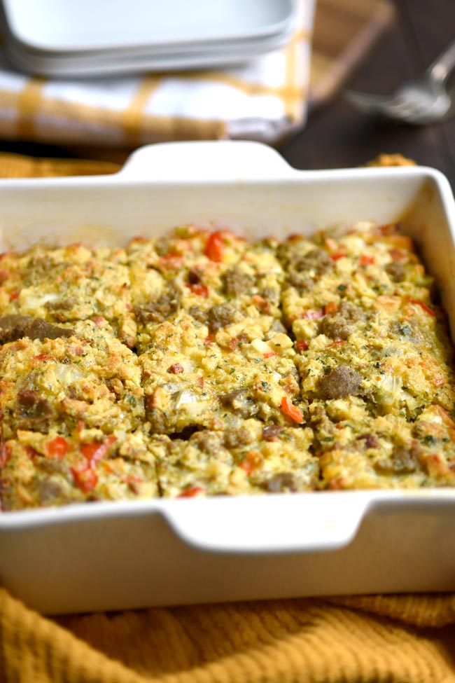 Casserole Dish with Breakfast Stuffing