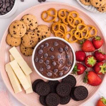 Brownie Batter Dip with Cookies and Fruit