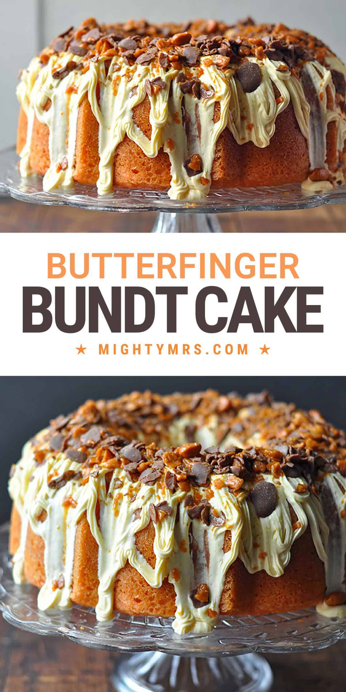Easy Butterfinger Bundt Cake - Mighty Mrs