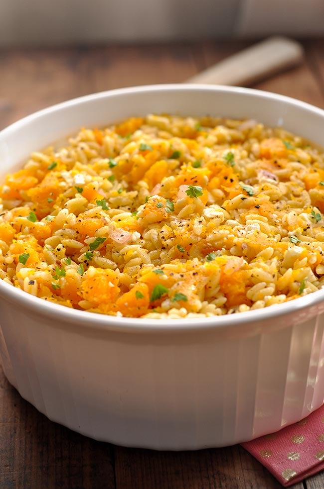 Butternut Squash Orzo with Feta and Sage