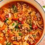 Unstuffed Cabbage Soup with Ground Beef, Turkey or Pork Sausage