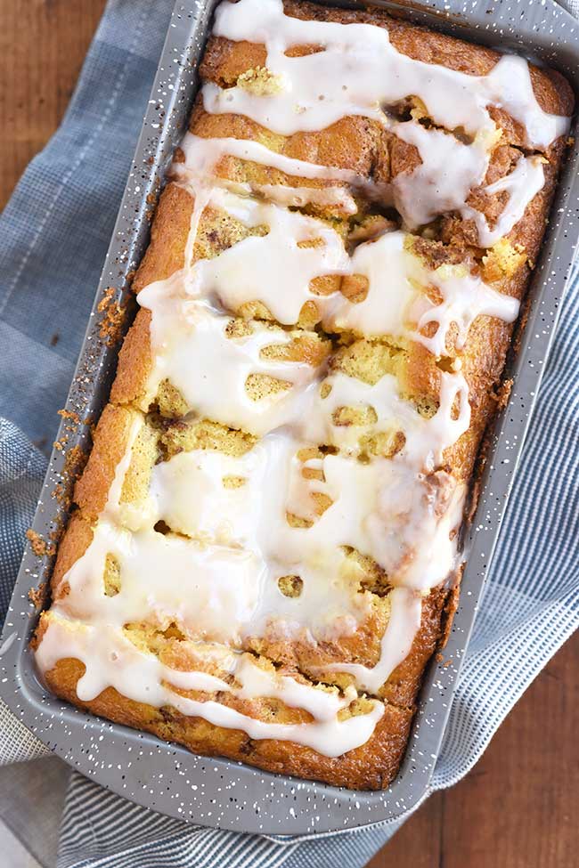 Cinnamon loaf made with cake mix