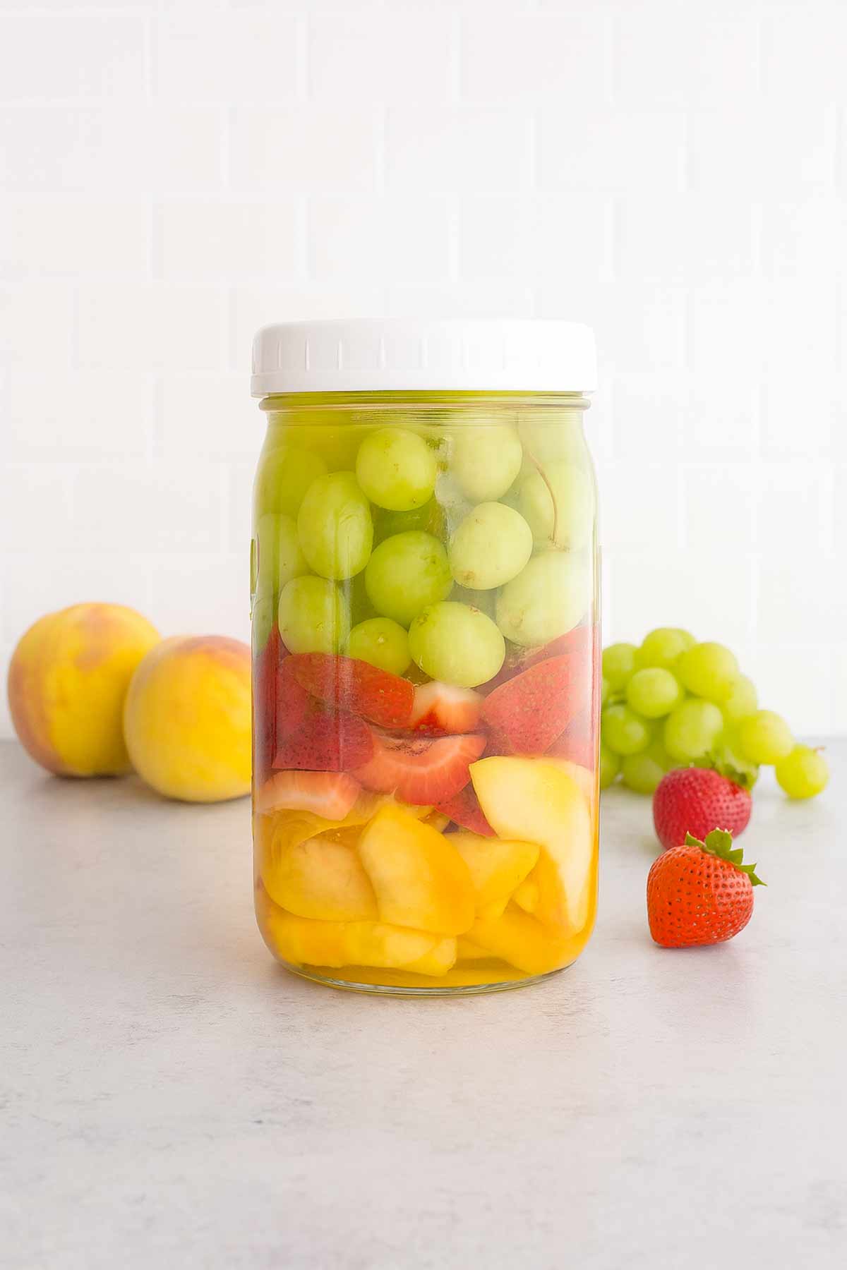 Camping Sangria with Apples, Peaches and Grapes