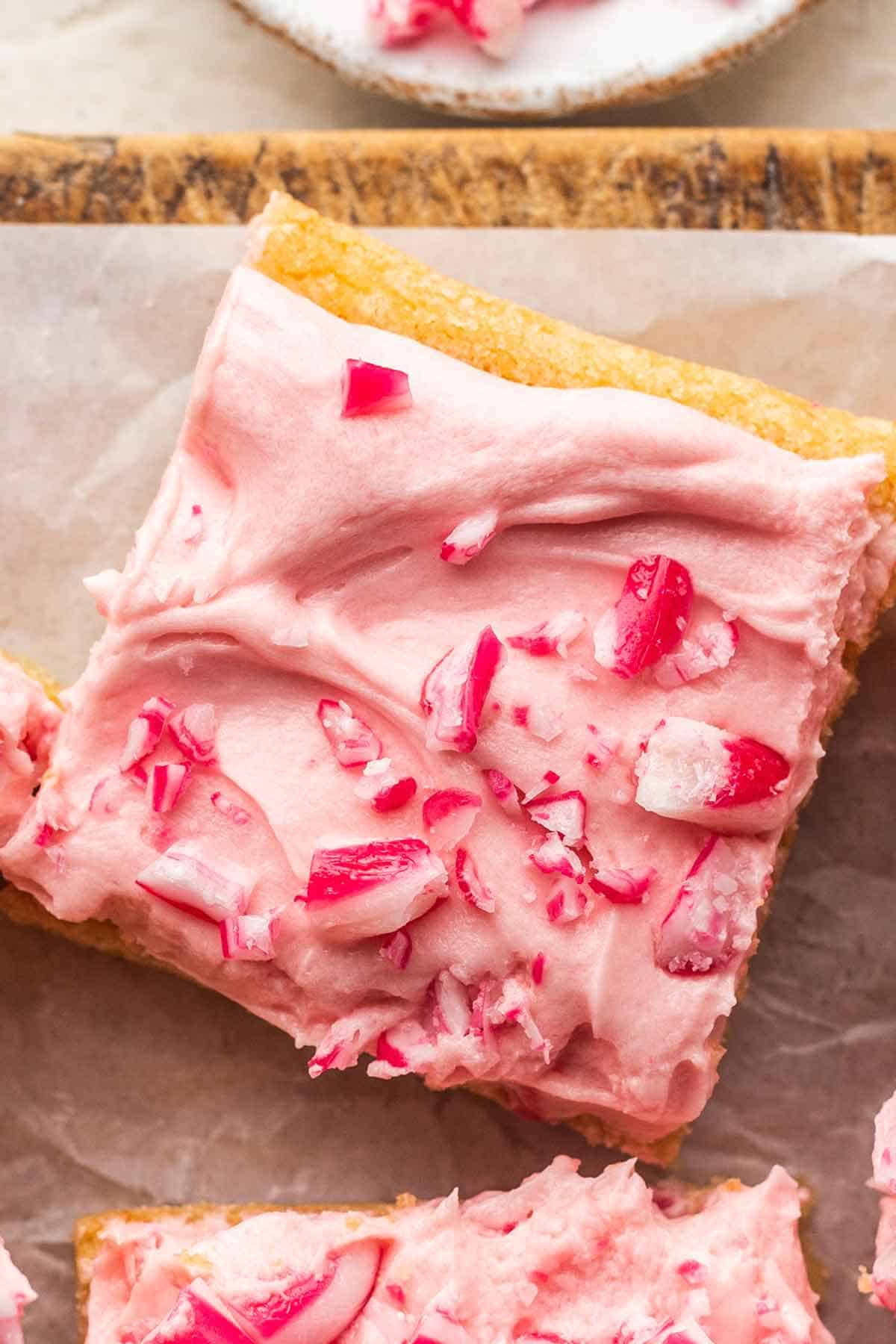 Candy Cane Cream Cookie Bars