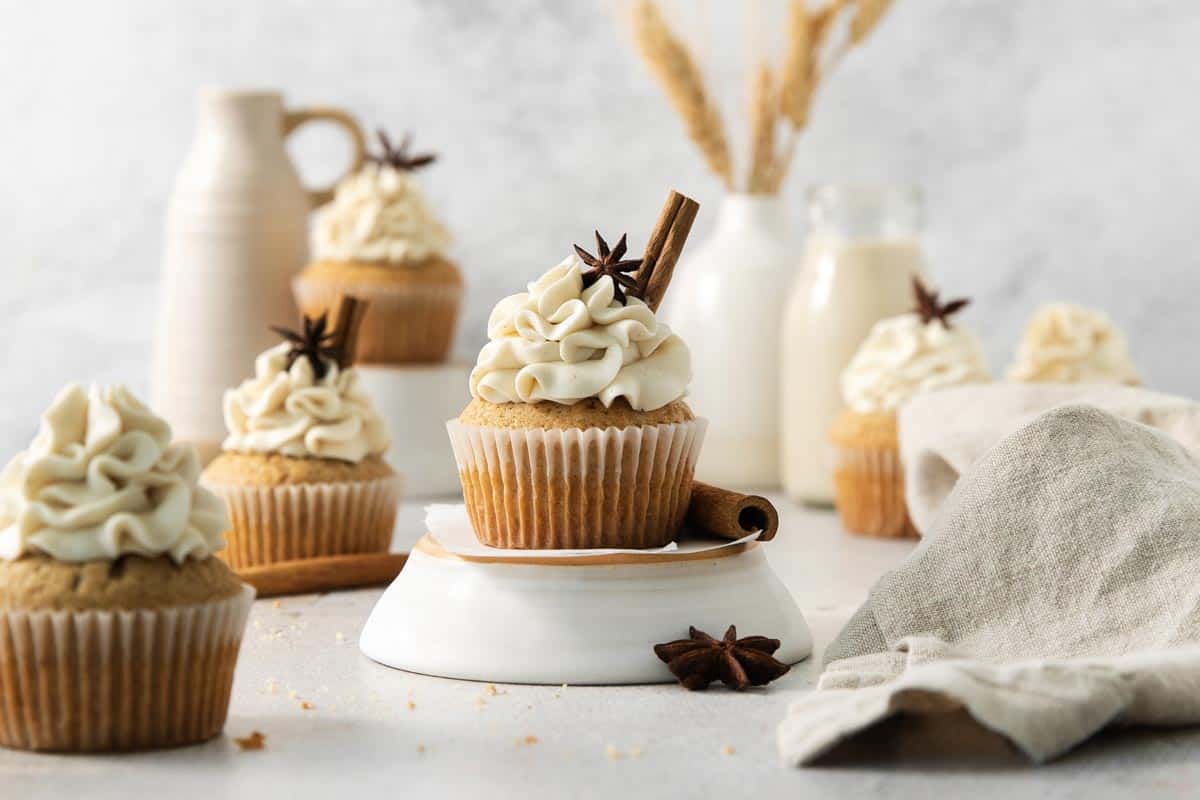 Easy Chai Cupcakes with Eggnog Frosting