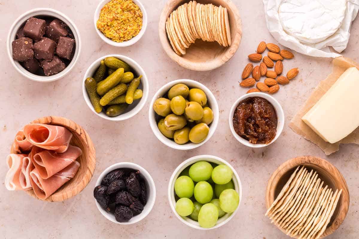 Sweet and Savory Charcuterie Board Ingredients