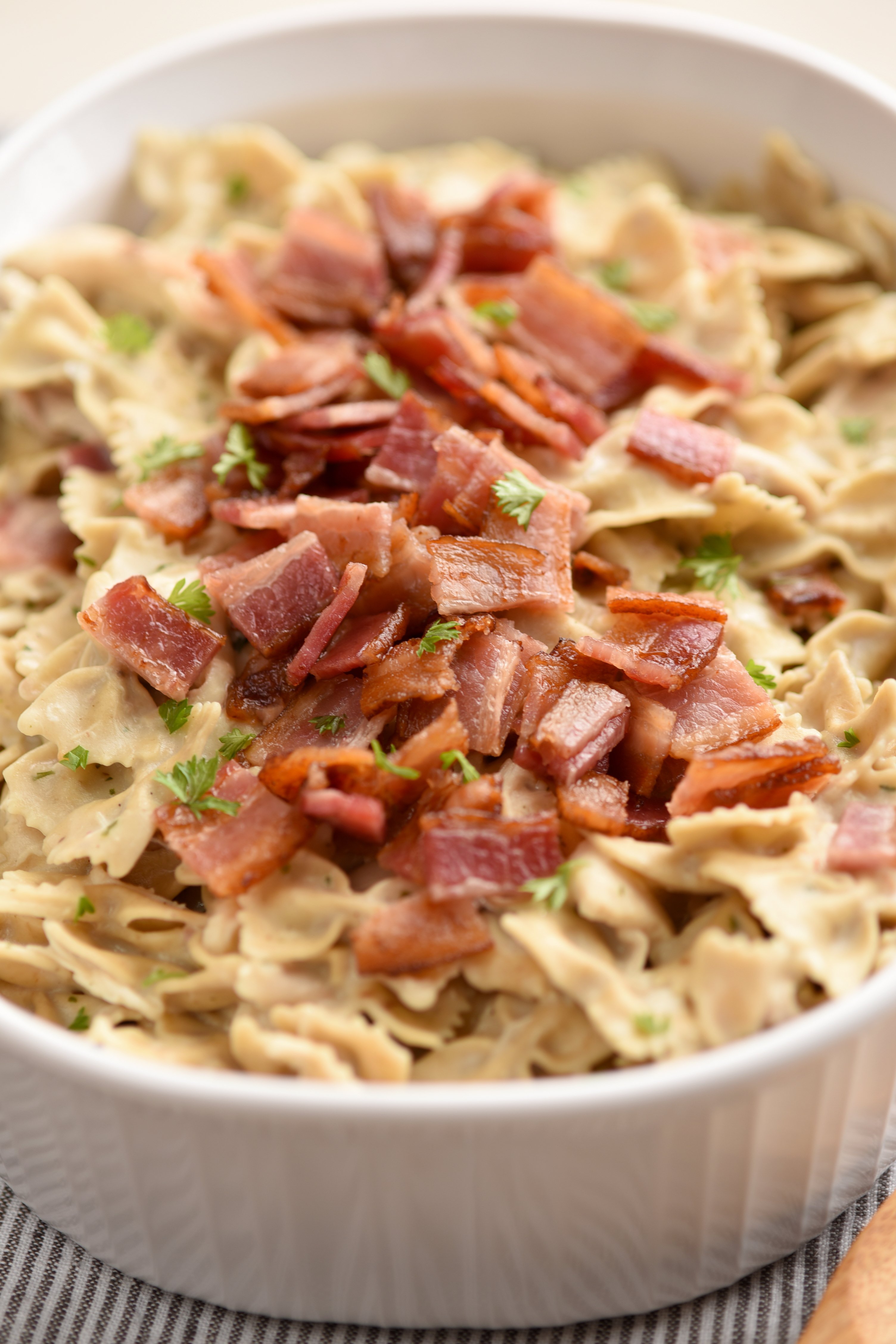 Chicken Ranch Pasta with thick cut bacon
