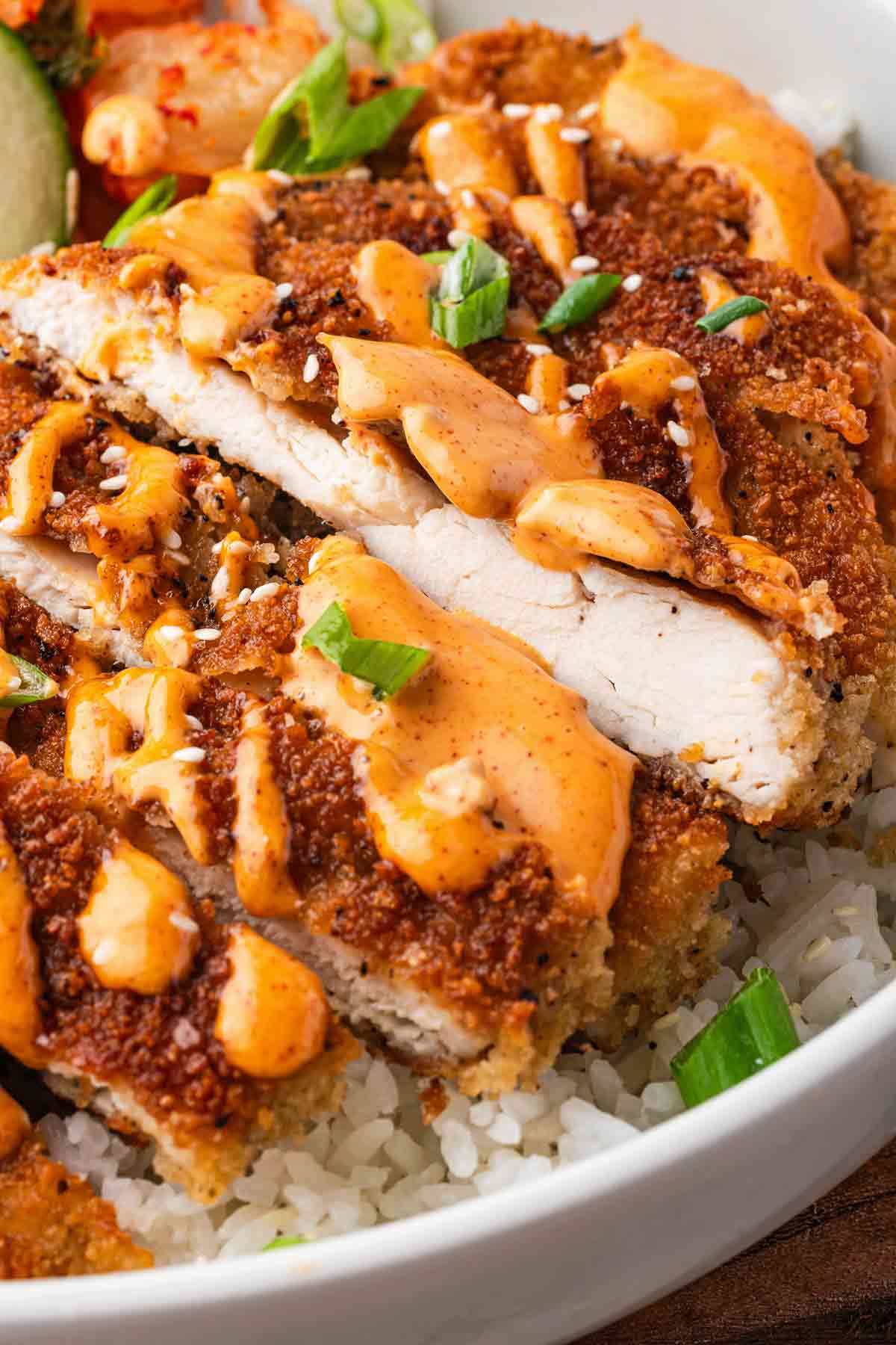 Katsu Chicken Rice Bowl with Tonkatsu Sauce
