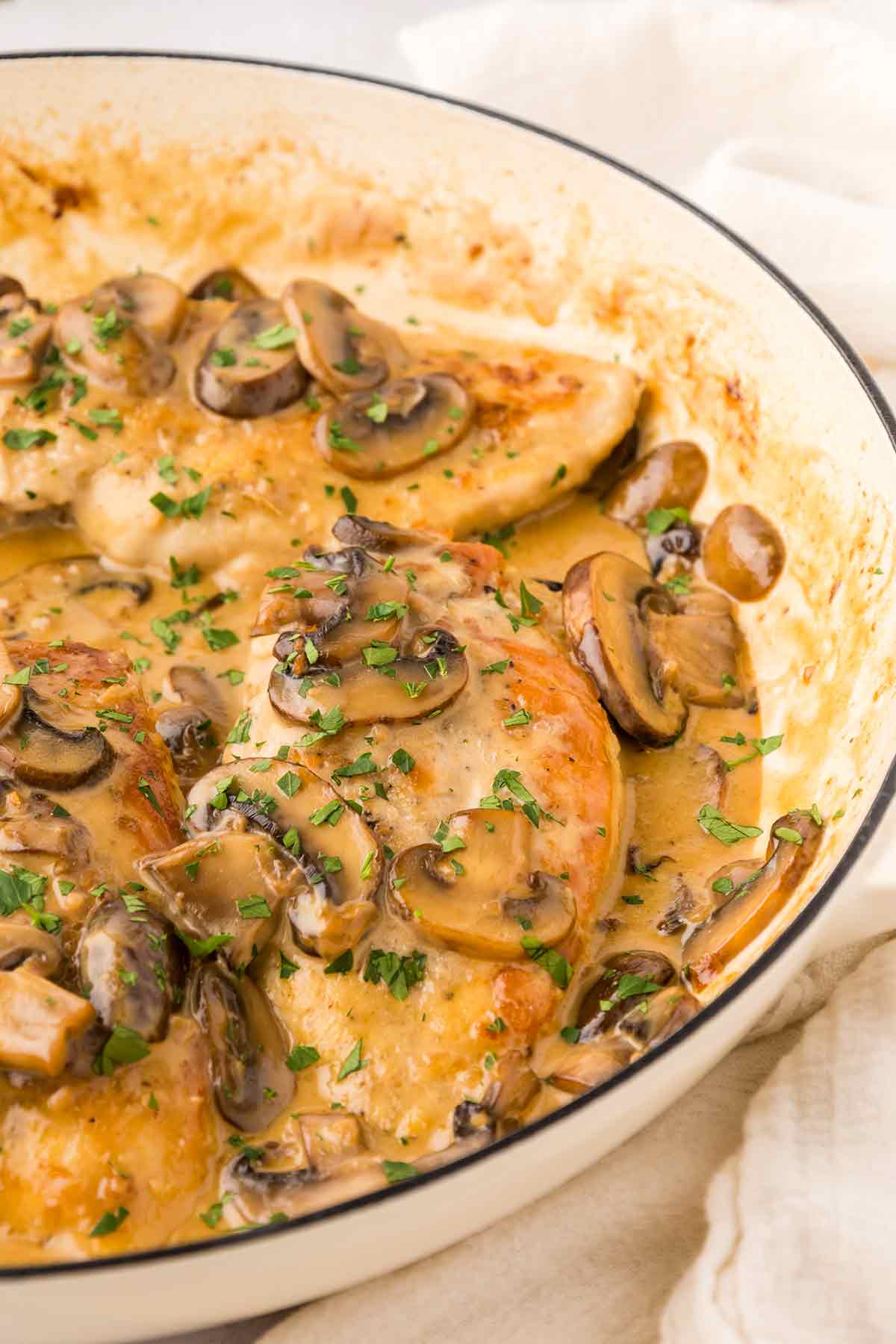 Chicken Marsala with mushrooms and creamy wine sauce