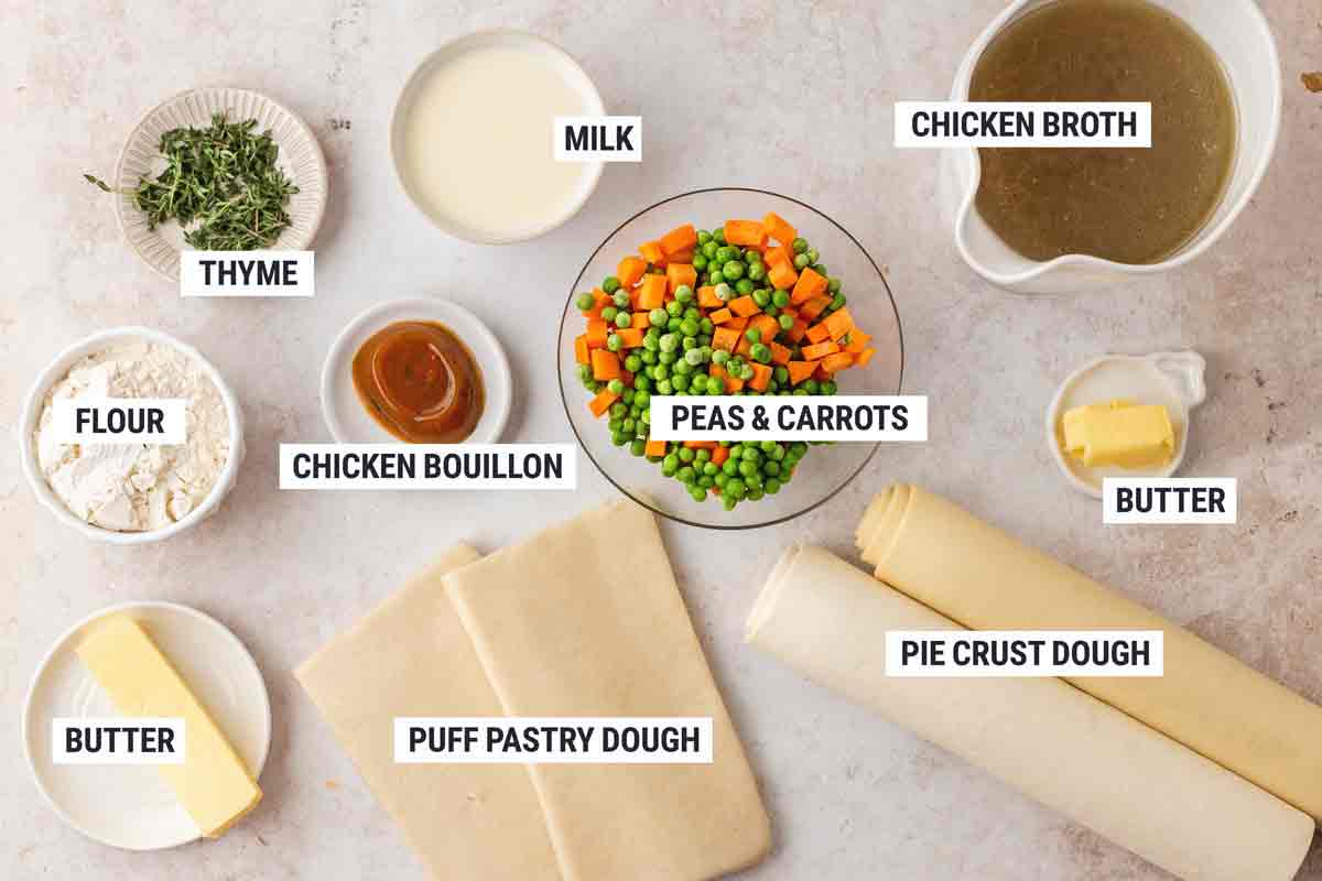chicken-pot-pie-ingredients Puff Pastry Chicken Pot Pie Ingredients