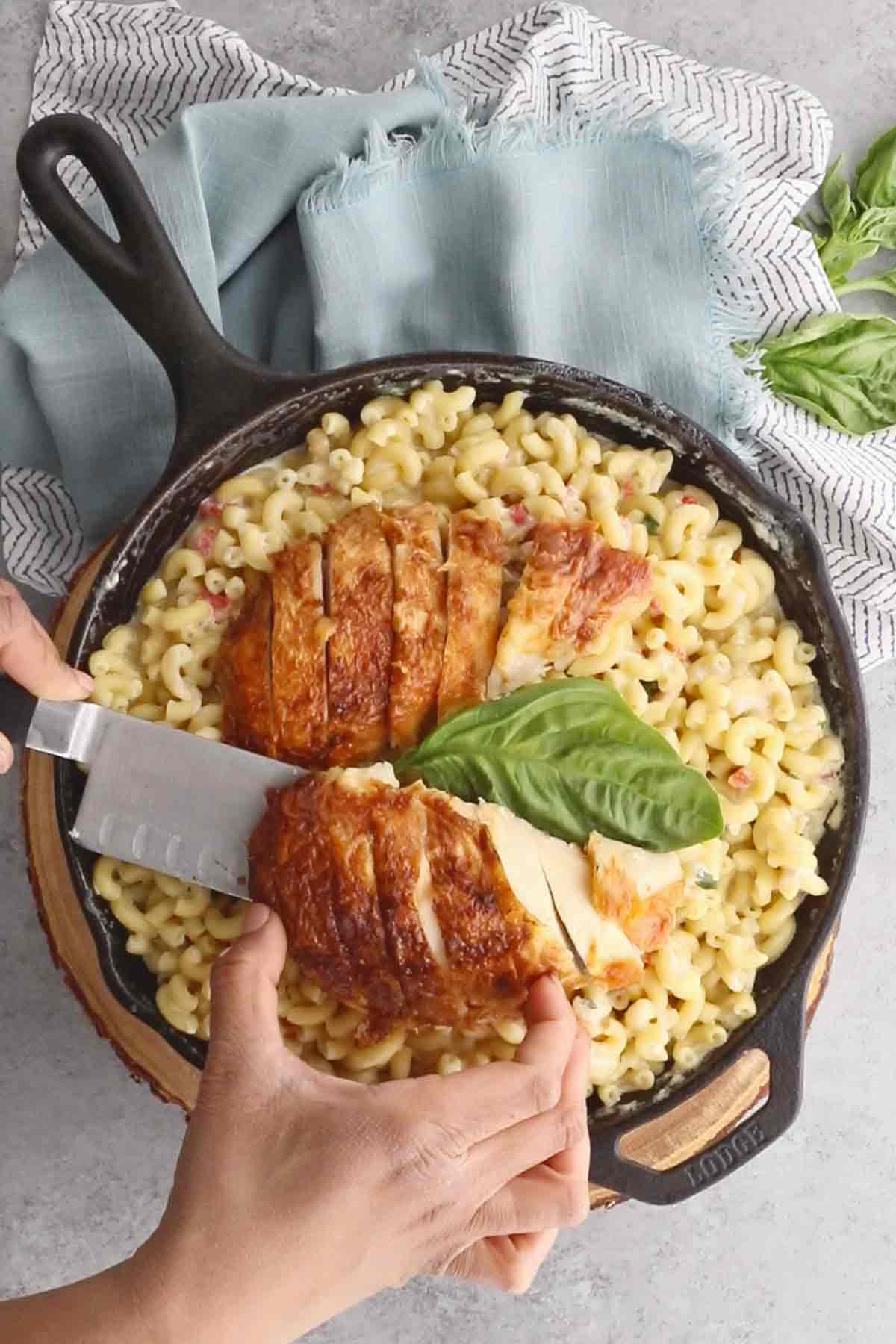 Easy Tuscan Chicken Mac and Cheese with Rotisserie Chicken
