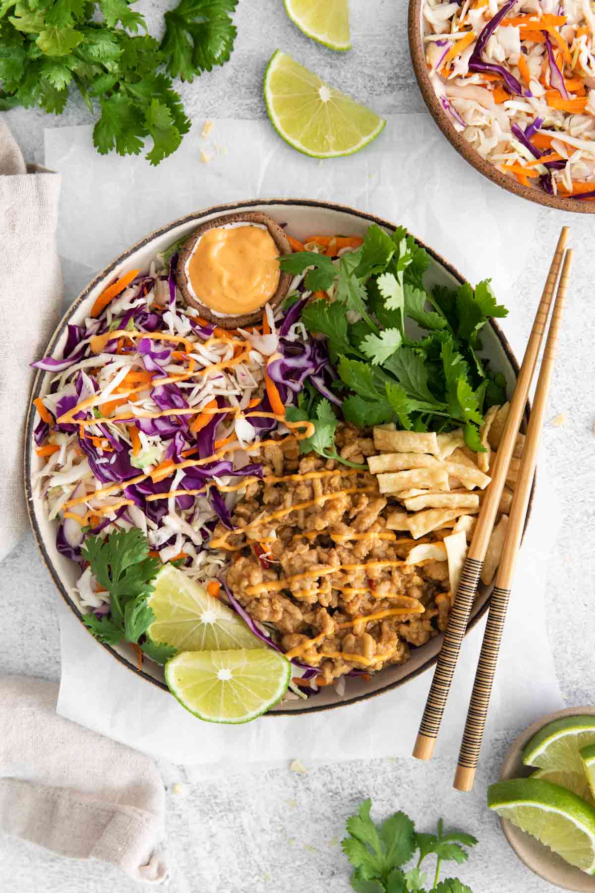 Chicken Wonton Taco Bowl with Ground Chicken