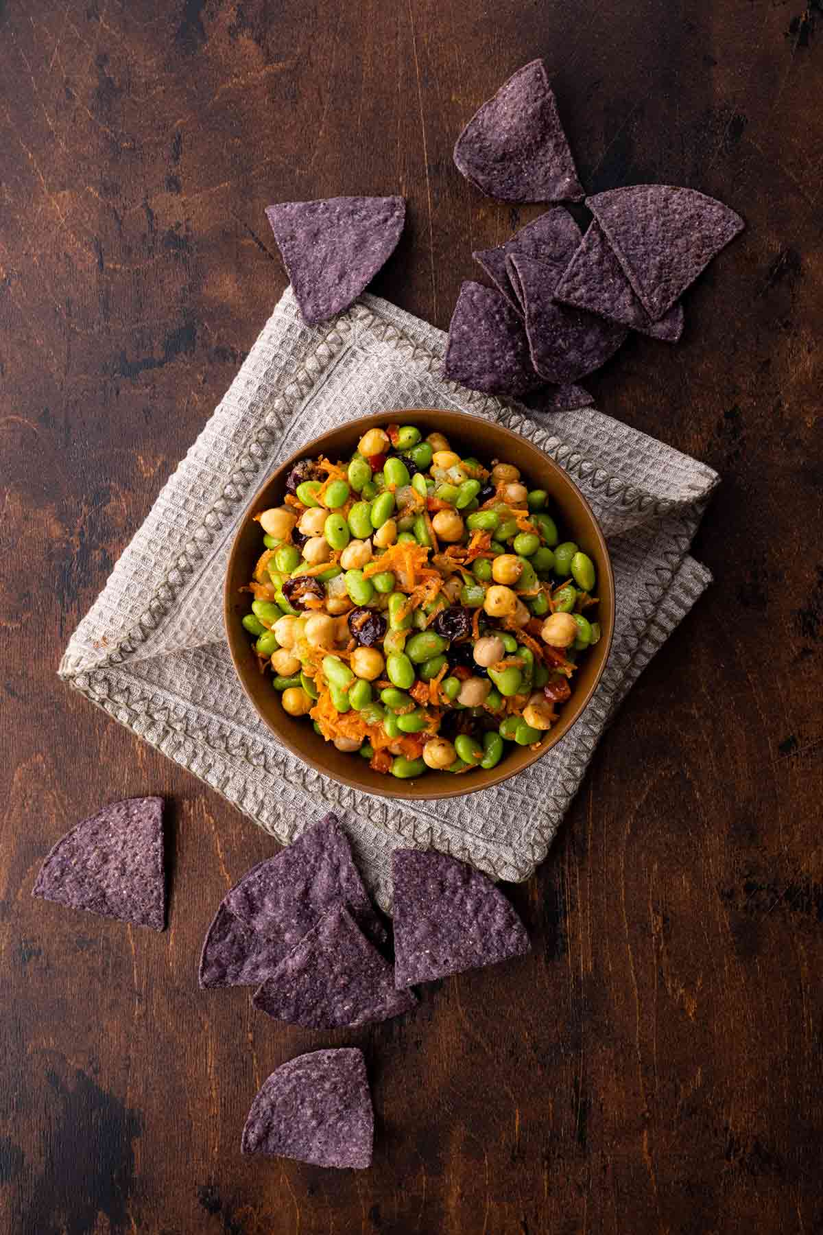 Chickpea Edamame Dip with Chips