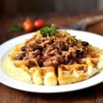 Potato Waffles with Chili Topping
