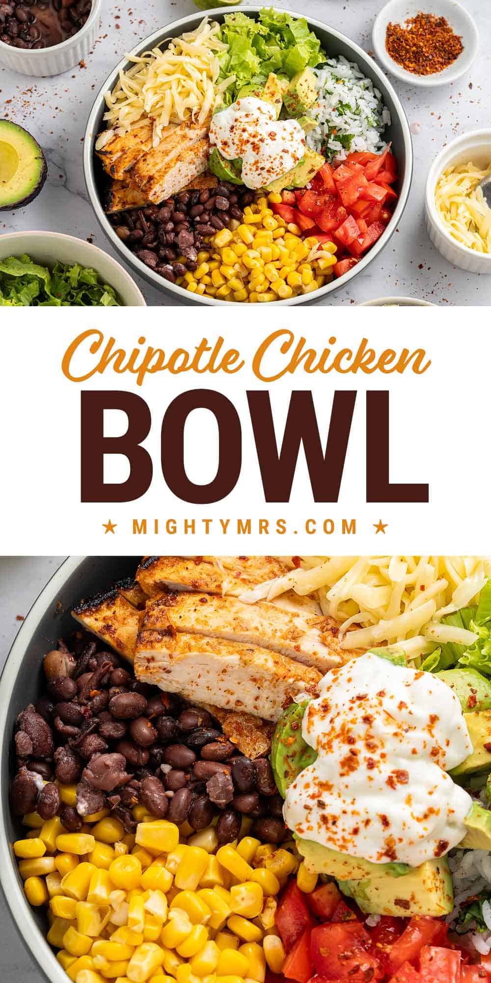 Homemade Chipotle Chicken Burrito Bowl - Mighty Mrs