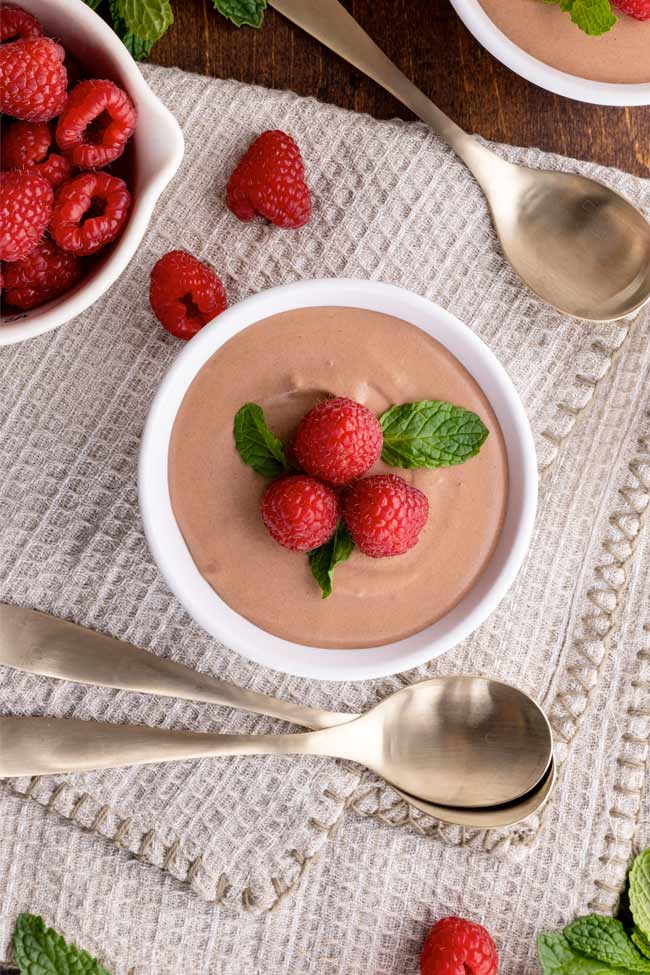 Chocolate Raspberry Mousse in Ramekins