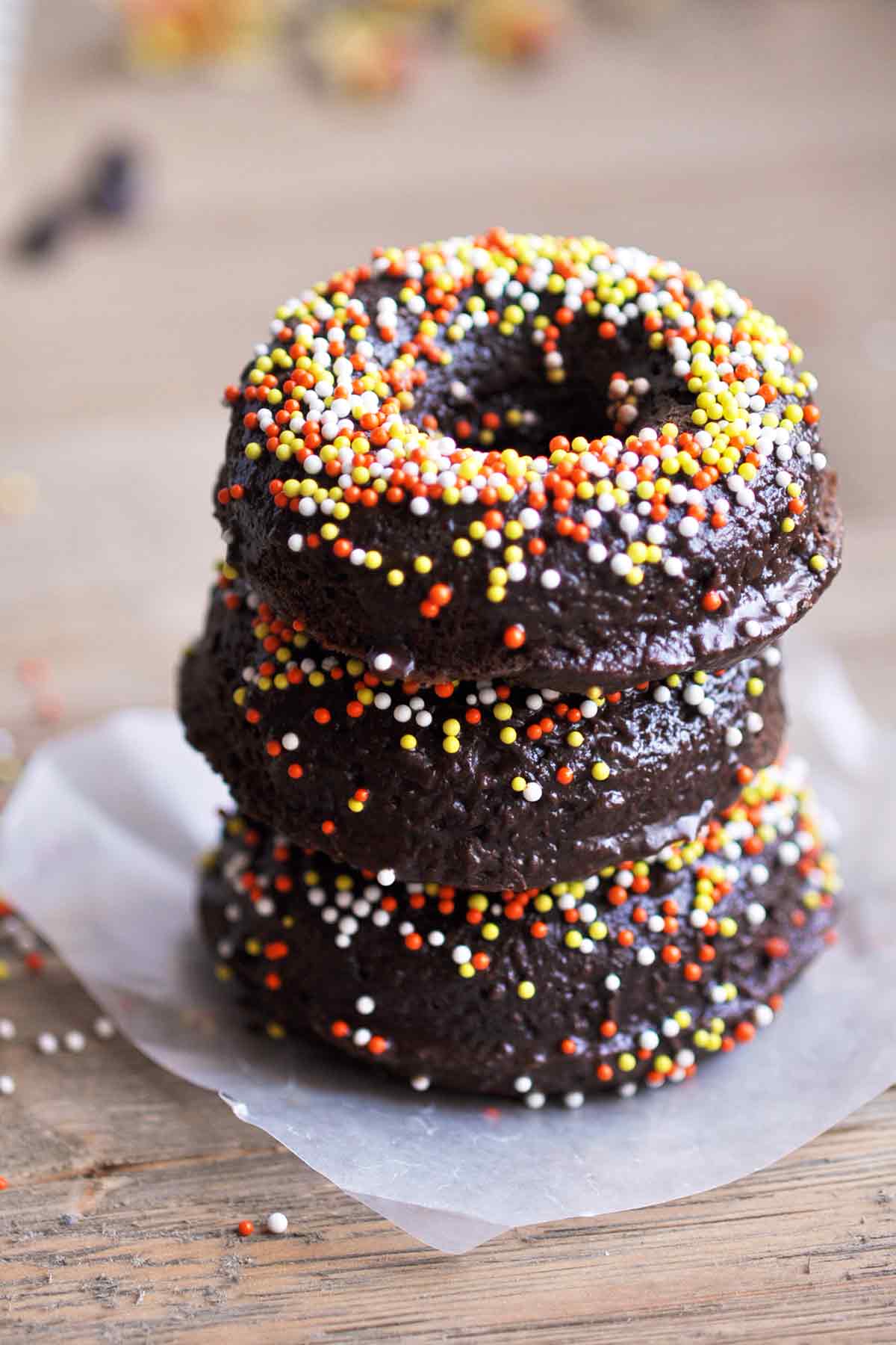 Chocolate Maple Zucchini Donut with Sprinkles
