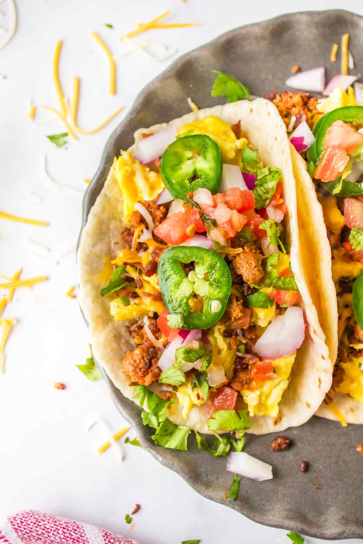 Chorizo Sausage and Scrambled Egg Breakfast Tacos