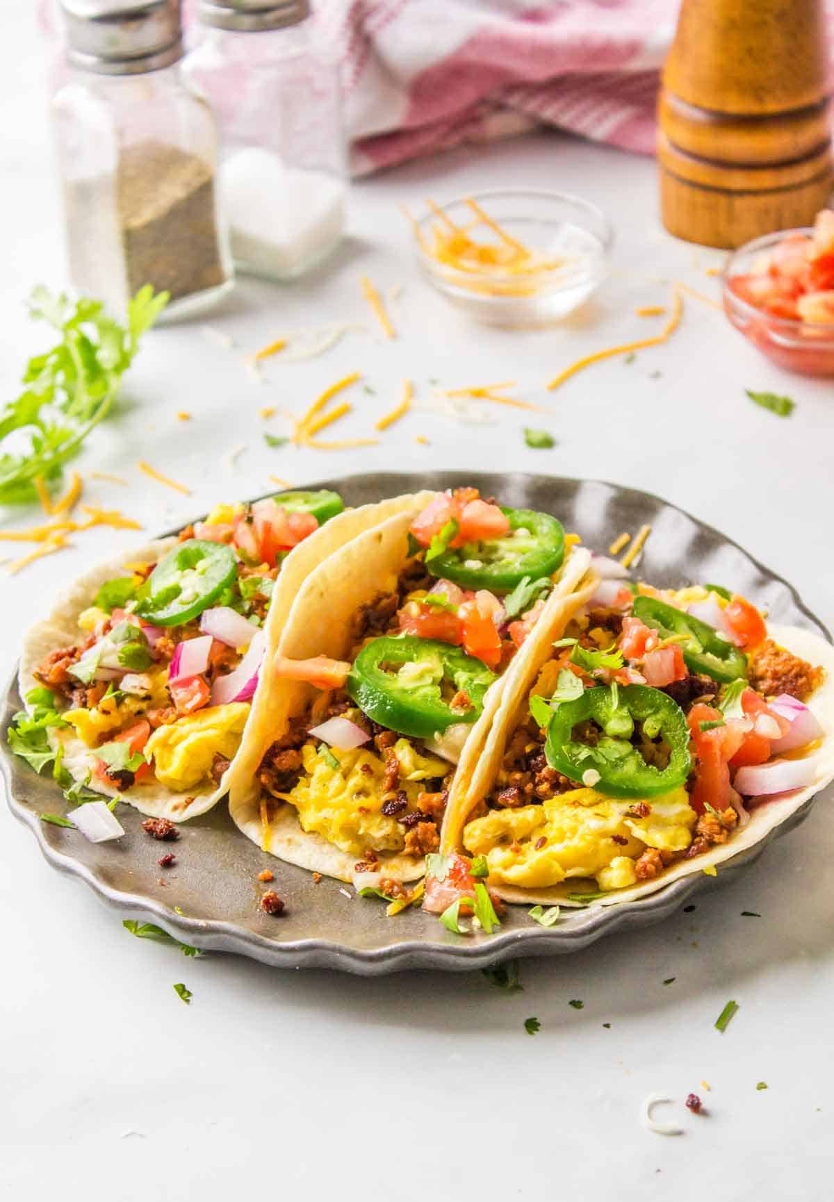 Chorizo Scrambled Egg Breakfast Tacos