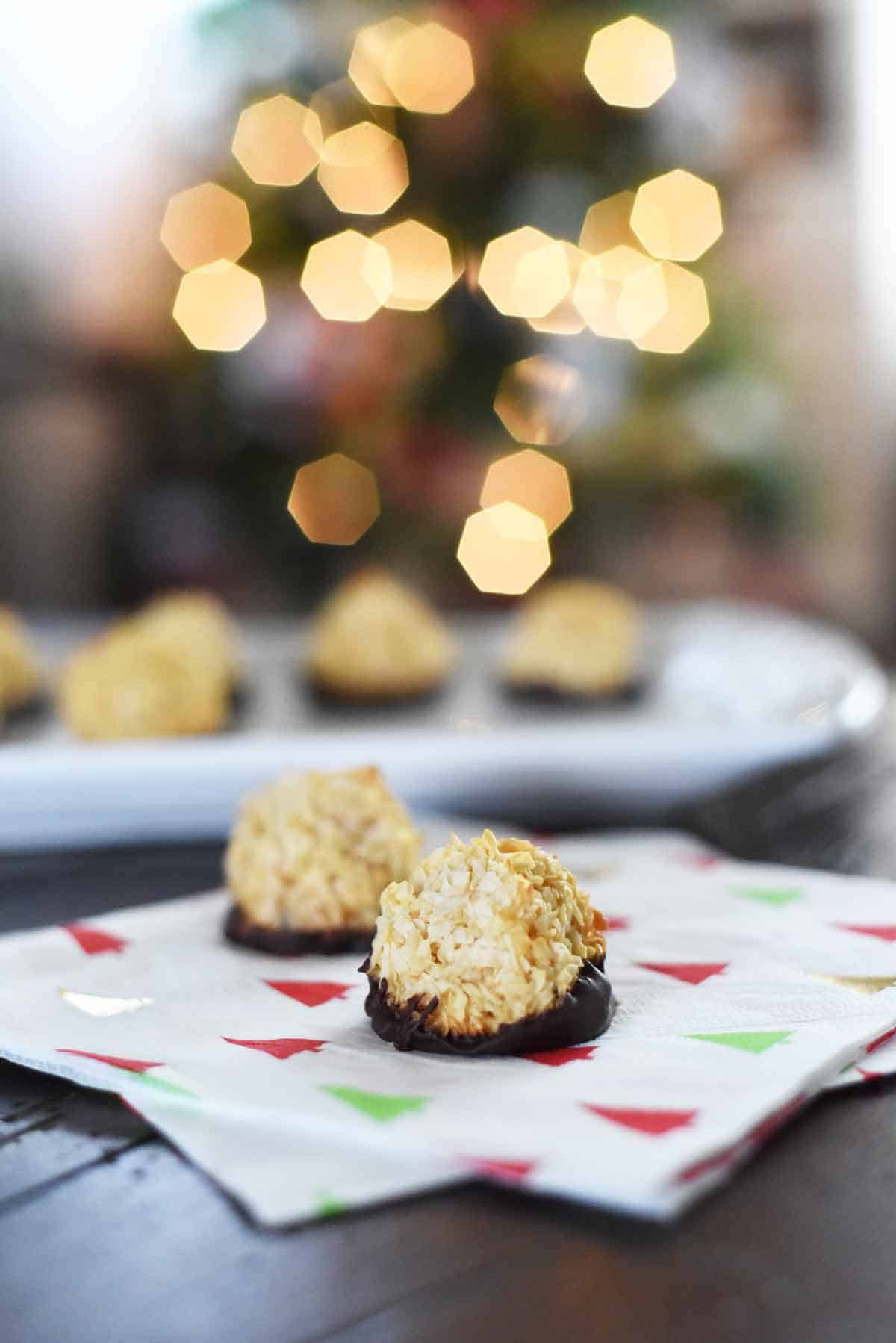 Coconut Macaroons dipped in Chocolate