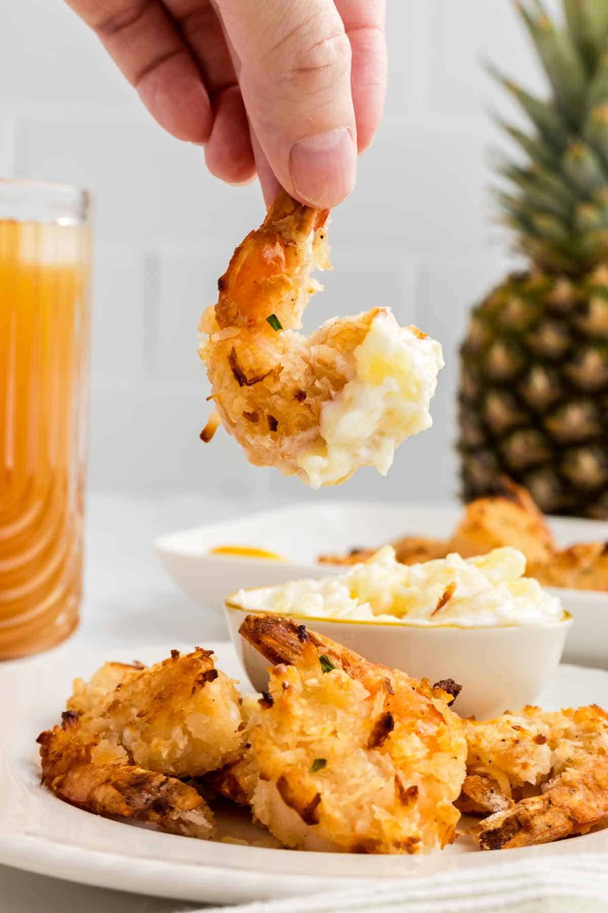 Baked Coconut Shrimp dipped in Piña Colada Sauce