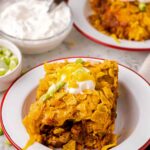 Crunchy Chili Bake with toppings