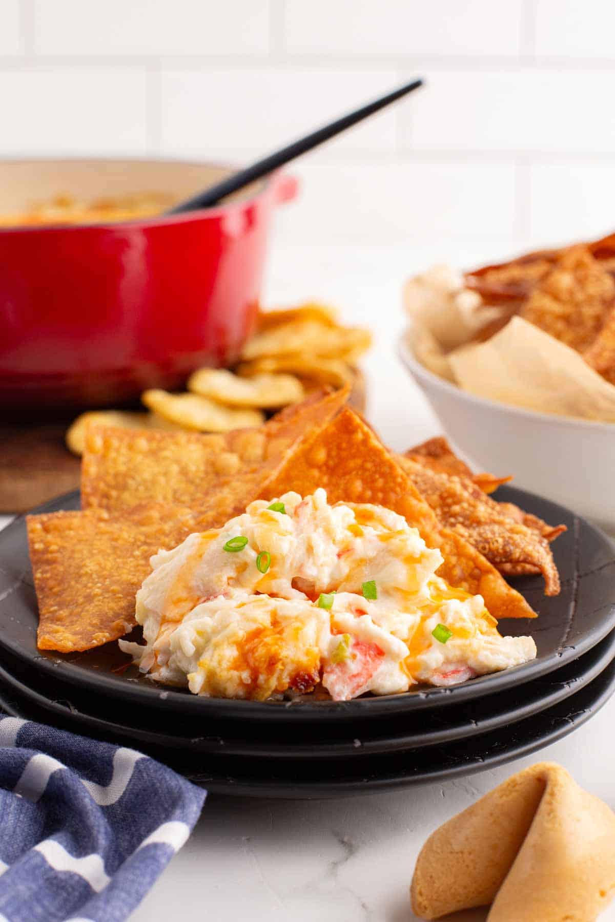 Easy Crab Rangoon Dip with Won Ton Chips