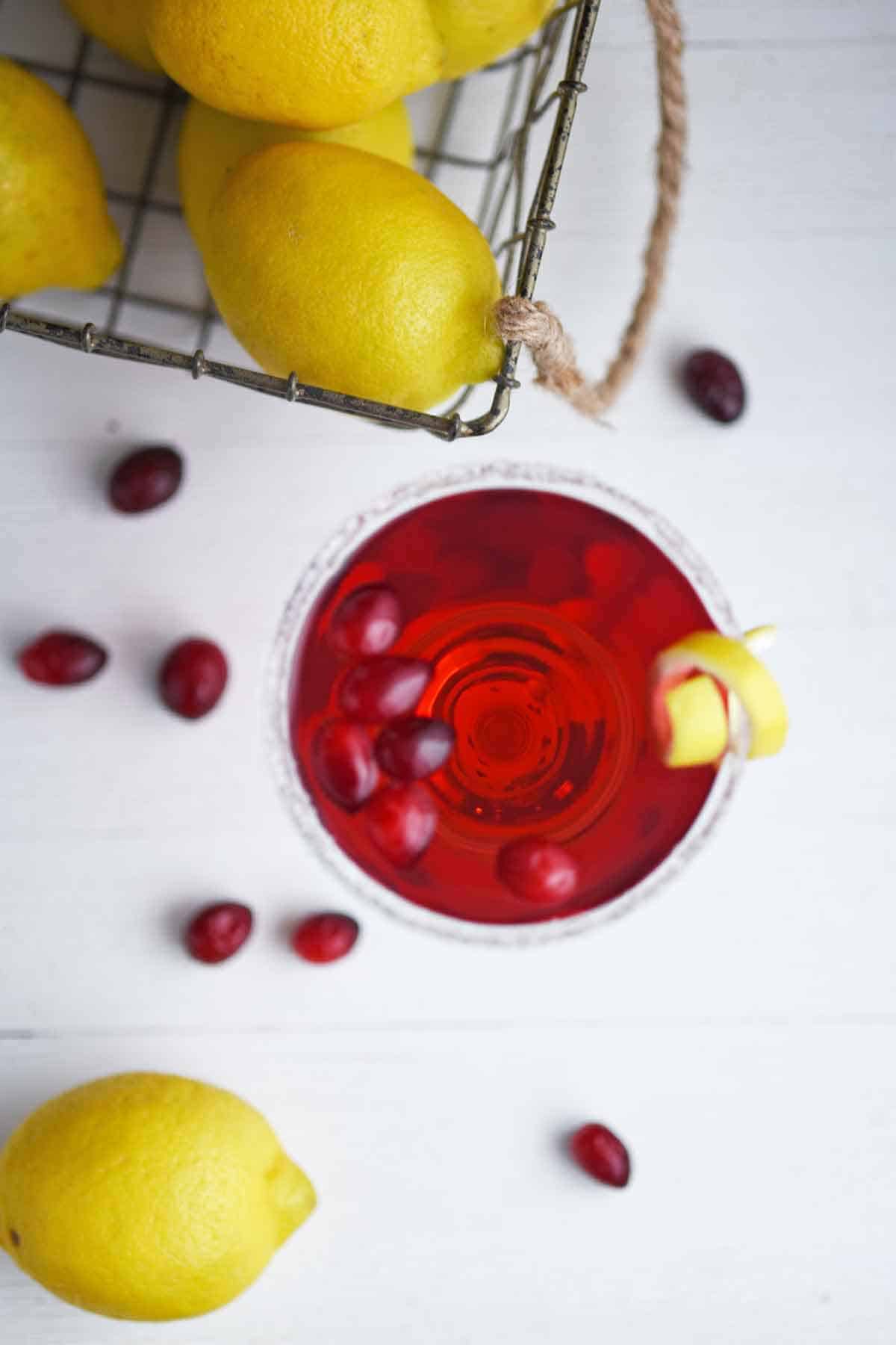 Cranberry Limoncello Cosmo with Sugared Rim
