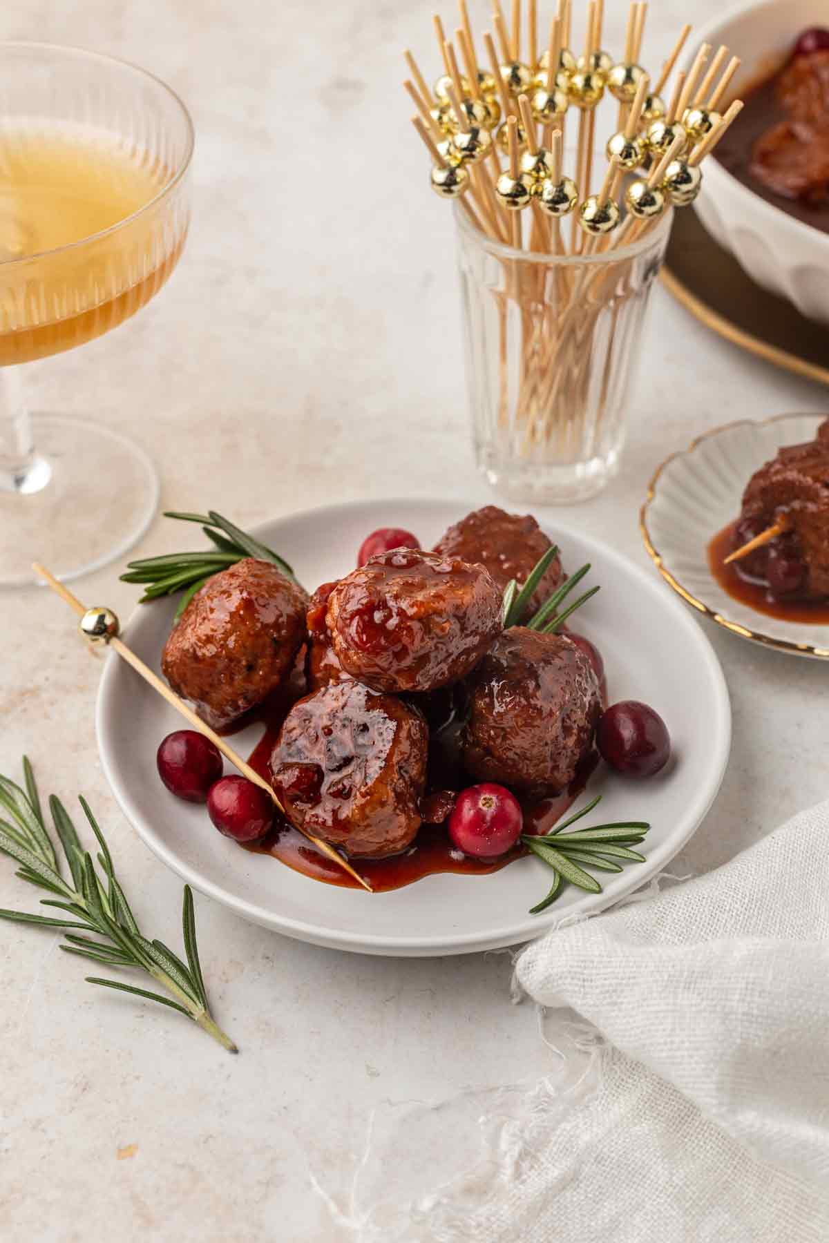 Cranberry Turkey Meatballs made with Frozen Meatballs