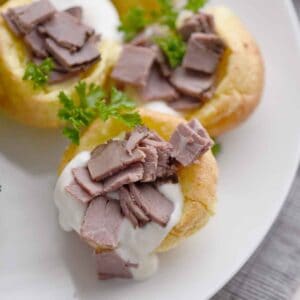 Yorkshire Pudding with Creamed Chipped Roast Beef