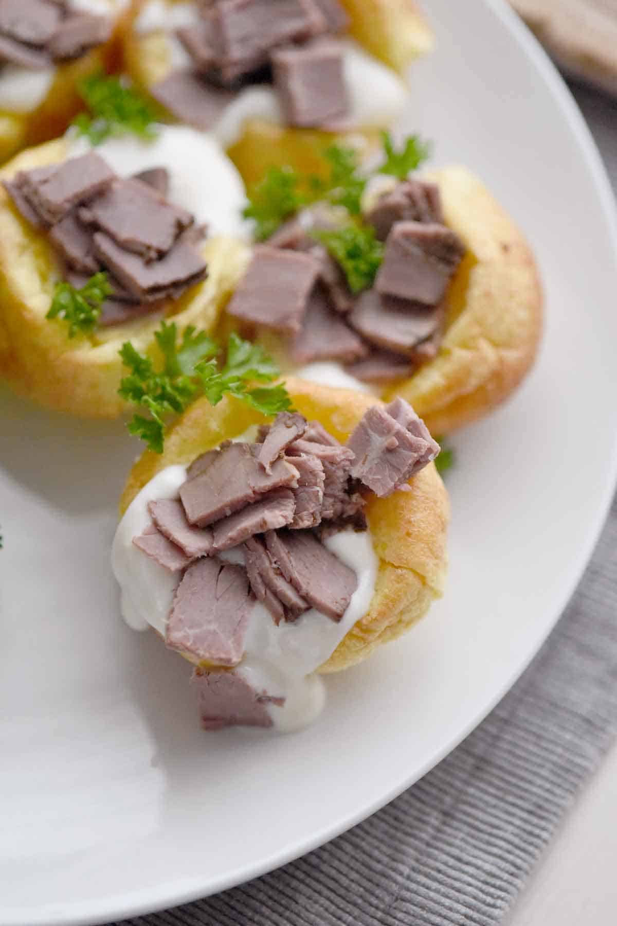 Yorkshire Pudding with Creamed Chipped Roast Beef