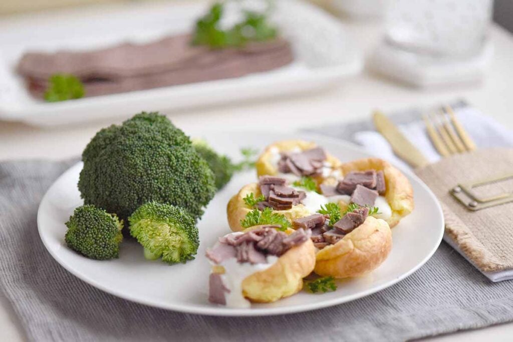 Cream Chipped Roast Beef with Yorkshire Pudding Dinner