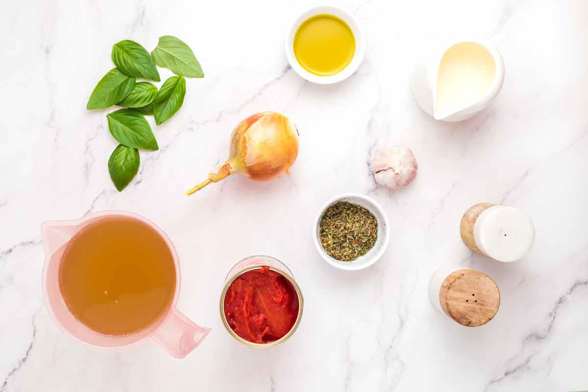 Ingredients for Tomato-Basil Soup